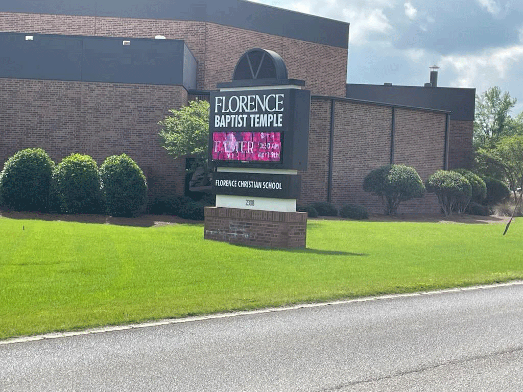 Florence Church Sign | plumbing service florence south carolina 
