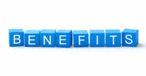 Benefits word on blue color cubes, Waterproofing Services.